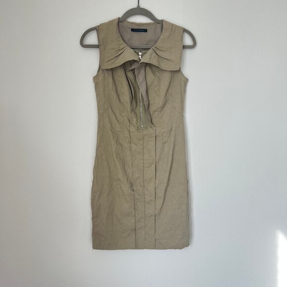 Elie Tahari Dresses & Skirts - Elie Tahari Khaki Linen Blend Sleeveless Sheath‎ Dress 2 Minimalist Quiet Luxury